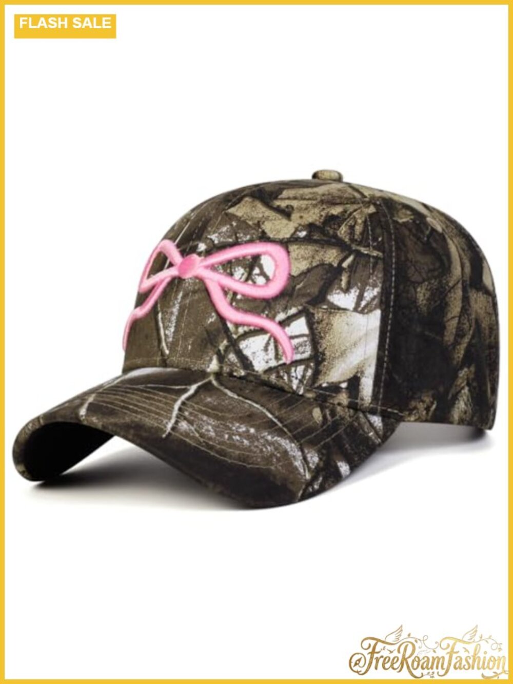 Adjustable Camo Bow Baseball Cap Women Lightweight Sun Hat